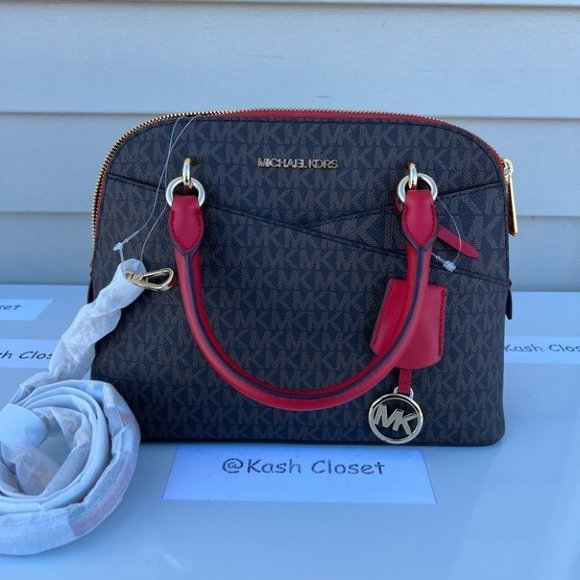 Michael Kors MK Jet Set Medium Logo Dome Satchel - Flame - Picture 7 of 11